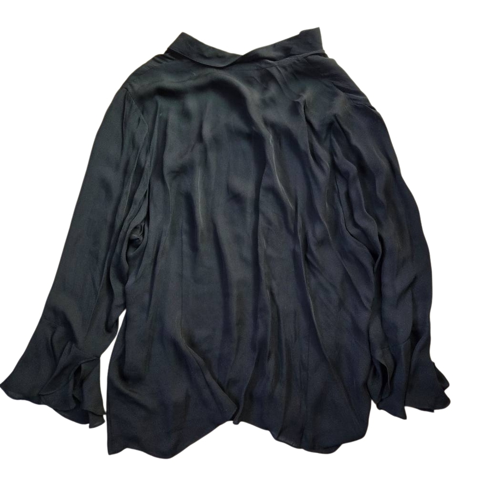 Black Silk Button-Down Blouse - image 3